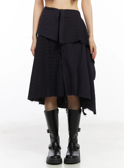 asymmetric-layered-midi-skirt-cd522 / Dark purple
