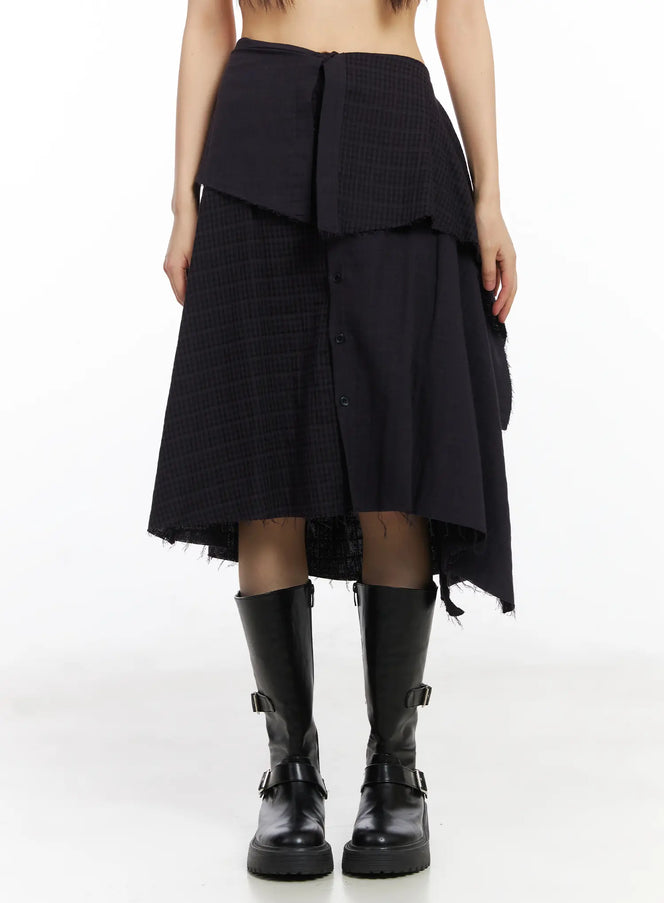 asymmetric-layered-midi-skirt-cd522 / Dark purple