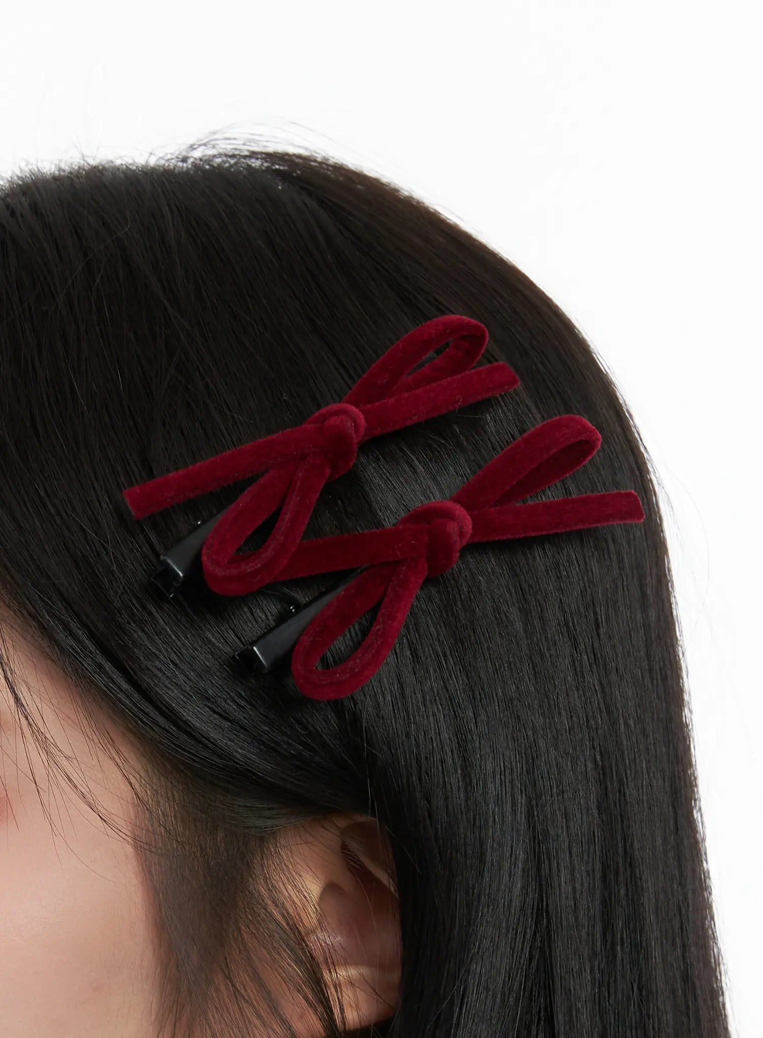 velvet-ribbon-hair-clip-cn527 / Dark red