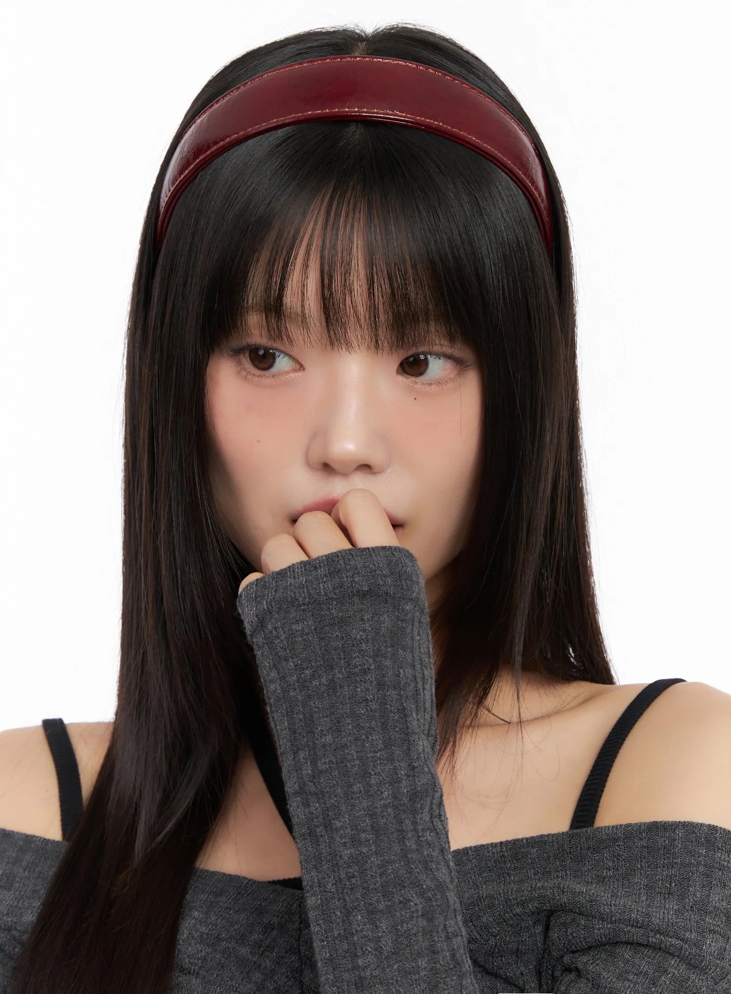 glossy-hairband-in503 / Dark red