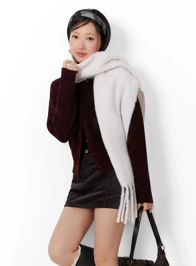 round-neck-knit-cardigan-id525 / Dark red