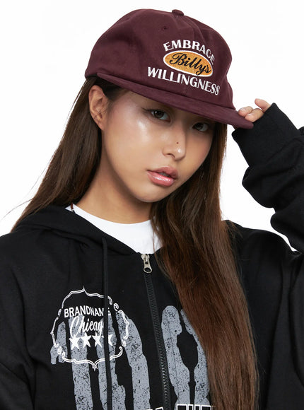 embroidered-flat-cap-co513 / Dark red