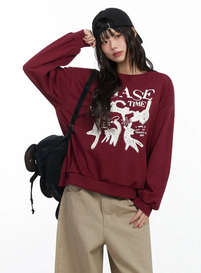 chase-time-graphic-sweatshirt-f516 / Dark red