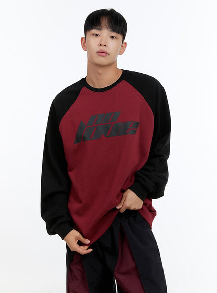 mens-cotton-graphic-raglan-sweatshirt-is413 / Dark red