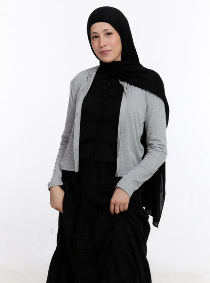 classic-button-up-long-sleeve-cardigan-cs524 / Gray