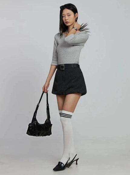 minimalist-three-quarter-sleeve-top-im520 / Gray