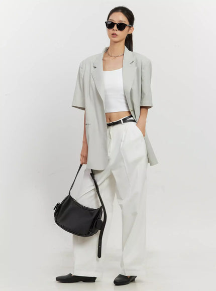 short-sleeve-blazer-jacket-il528 / Gray