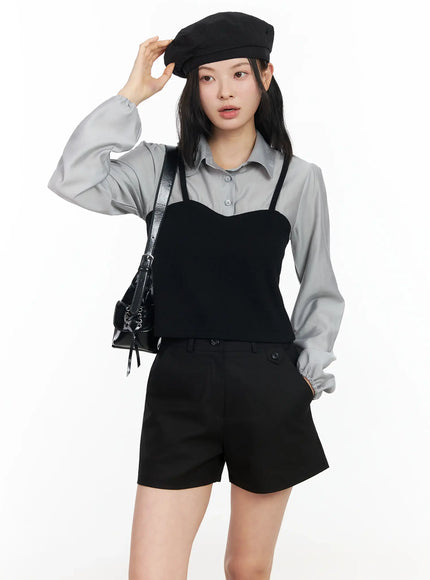 layered-bustier-blouse-im524 / Gray
