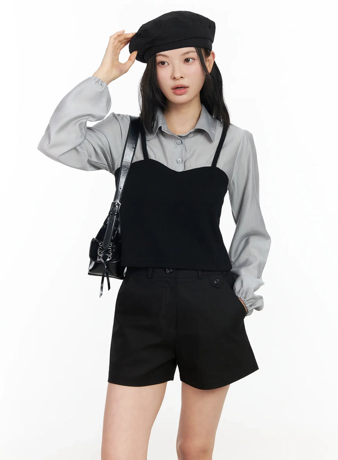 layered-bustier-blouse-im524 / Gray
