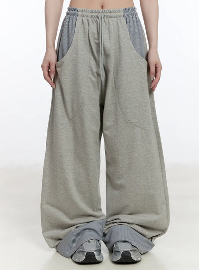 two-toned-wide-leg-sweatpants-ca502 / Gray