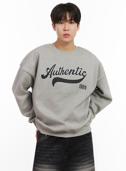 mens-graphic-cotton-crew-neck-ij517 / Gray