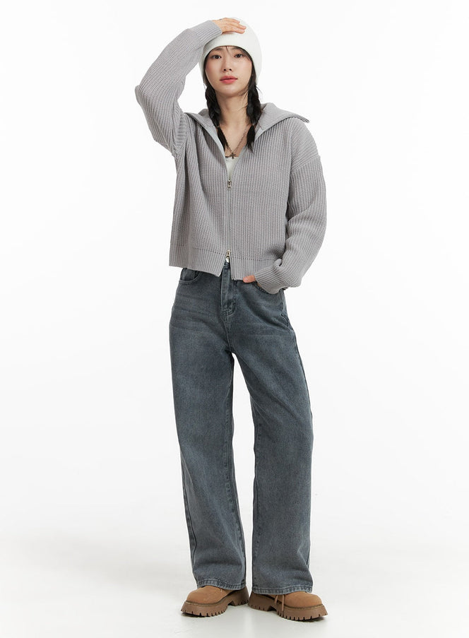 bluebelle-washed-straight-jeans-om408 / Gray