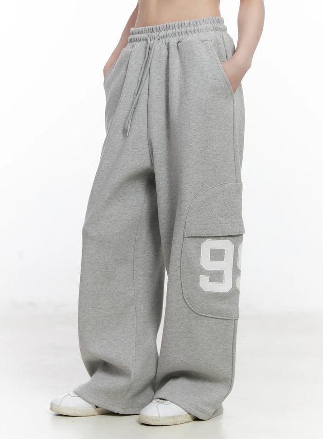 wide-leg-drawstring-weatpants-cj527 / Gray