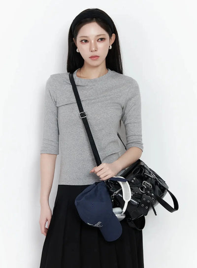 basic-mid-length-long-sleeve-top-if502 / Gray