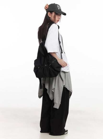 tied-layering-handkerchief-midi-skirt-ca521 / Gray