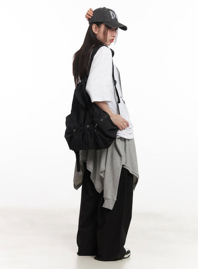 tied-layering-handkerchief-midi-skirt-ca521 / Gray