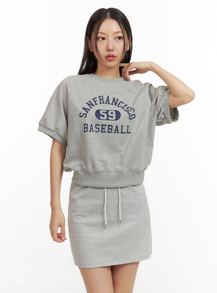 graphic-short-sleeve-sweatshirt-ou407 / Gray