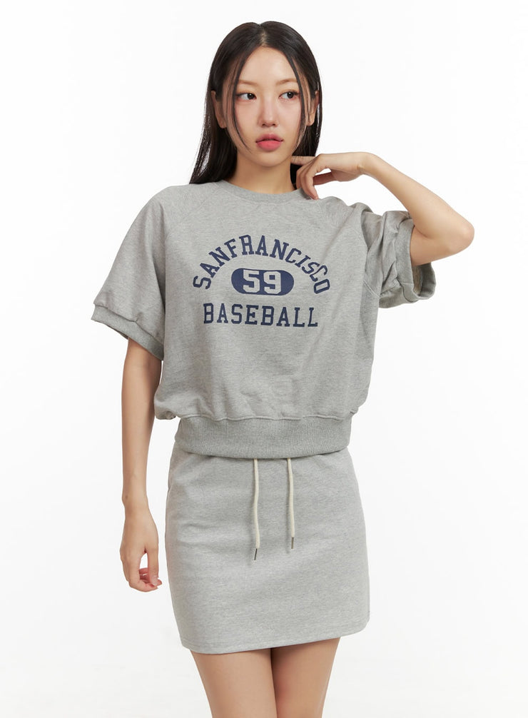 graphic-short-sleeve-sweatshirt-ou407 / Gray