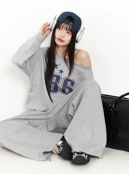 86-sporty-off-shoulder-sweatshirt-im530 / Gray