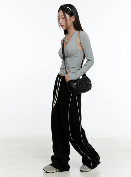 ribbed-halter-top-bolero-set-cs517 / Gray