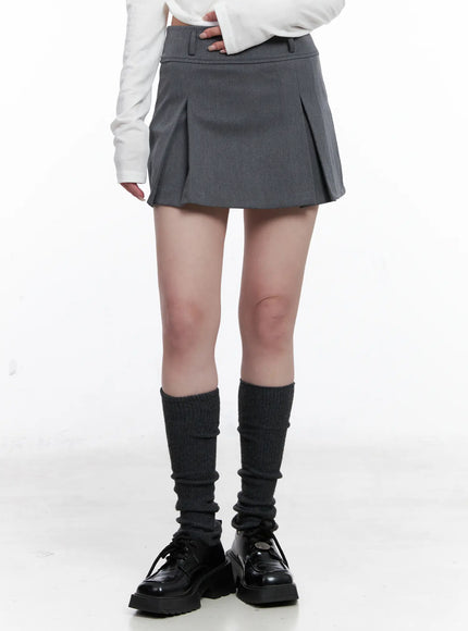 casual-pleated-mini-skirt-cs529 / Gray