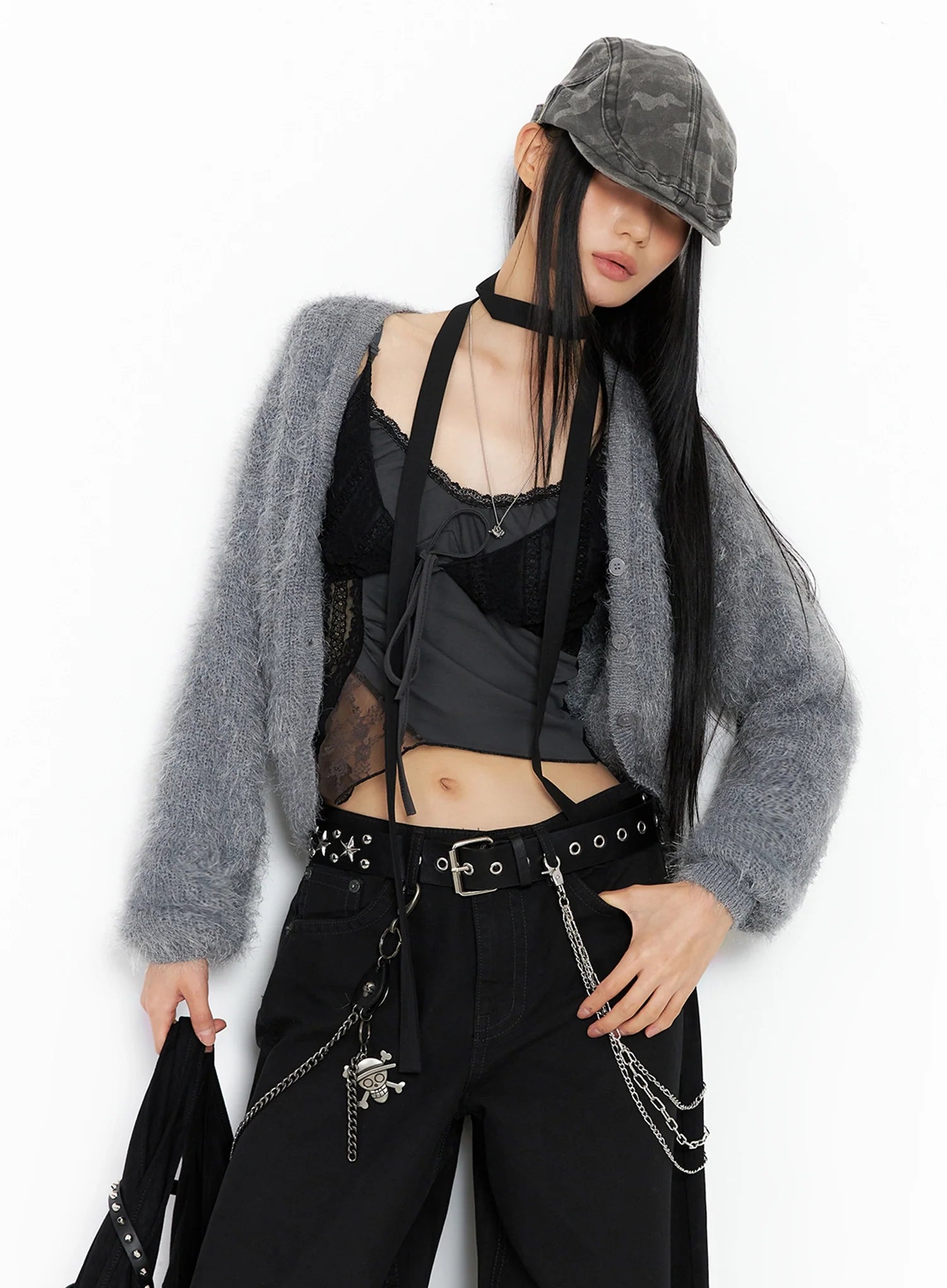 soft-knit-buttoned-cardigan-co517 / Gray