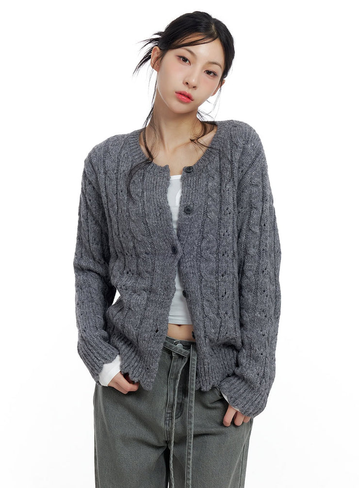 cozy-cable-knit-wool-cardigan-co426 / Gray