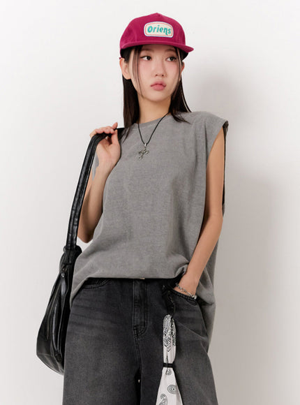relaxed-fit-washed-tank-top-iu509 / Gray