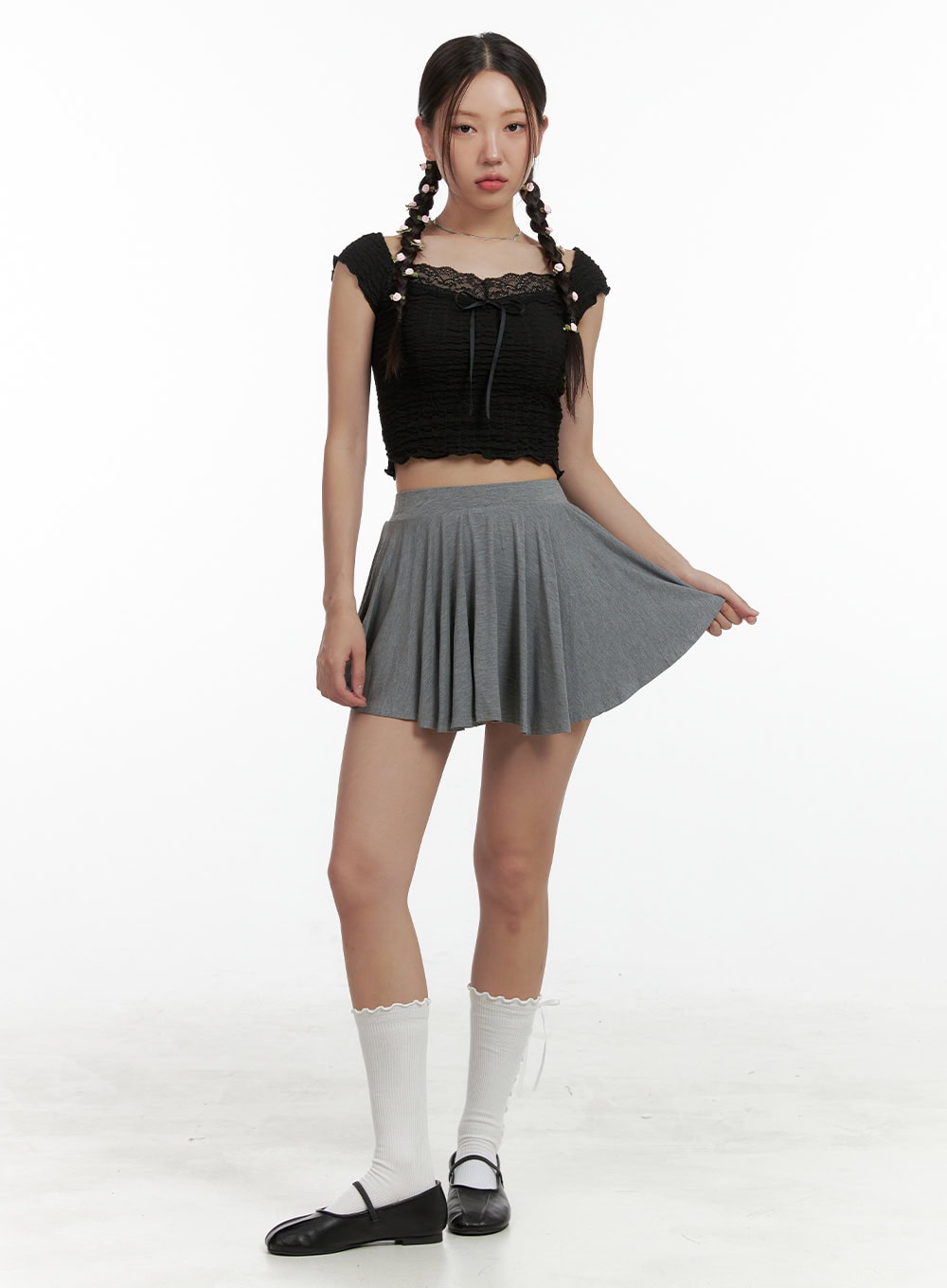 flare-mini-skirt-ol402 / Gray