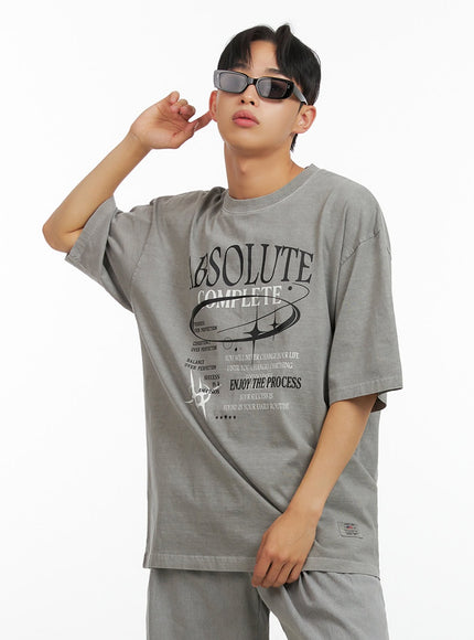 mens-cotton-lettering-oversized-graphic-tee-gray-iu414 / Gray