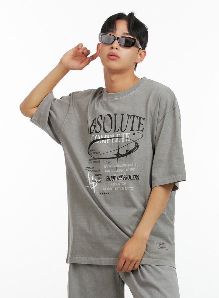 mens-cotton-lettering-oversized-graphic-tee-gray-iu414 / Gray