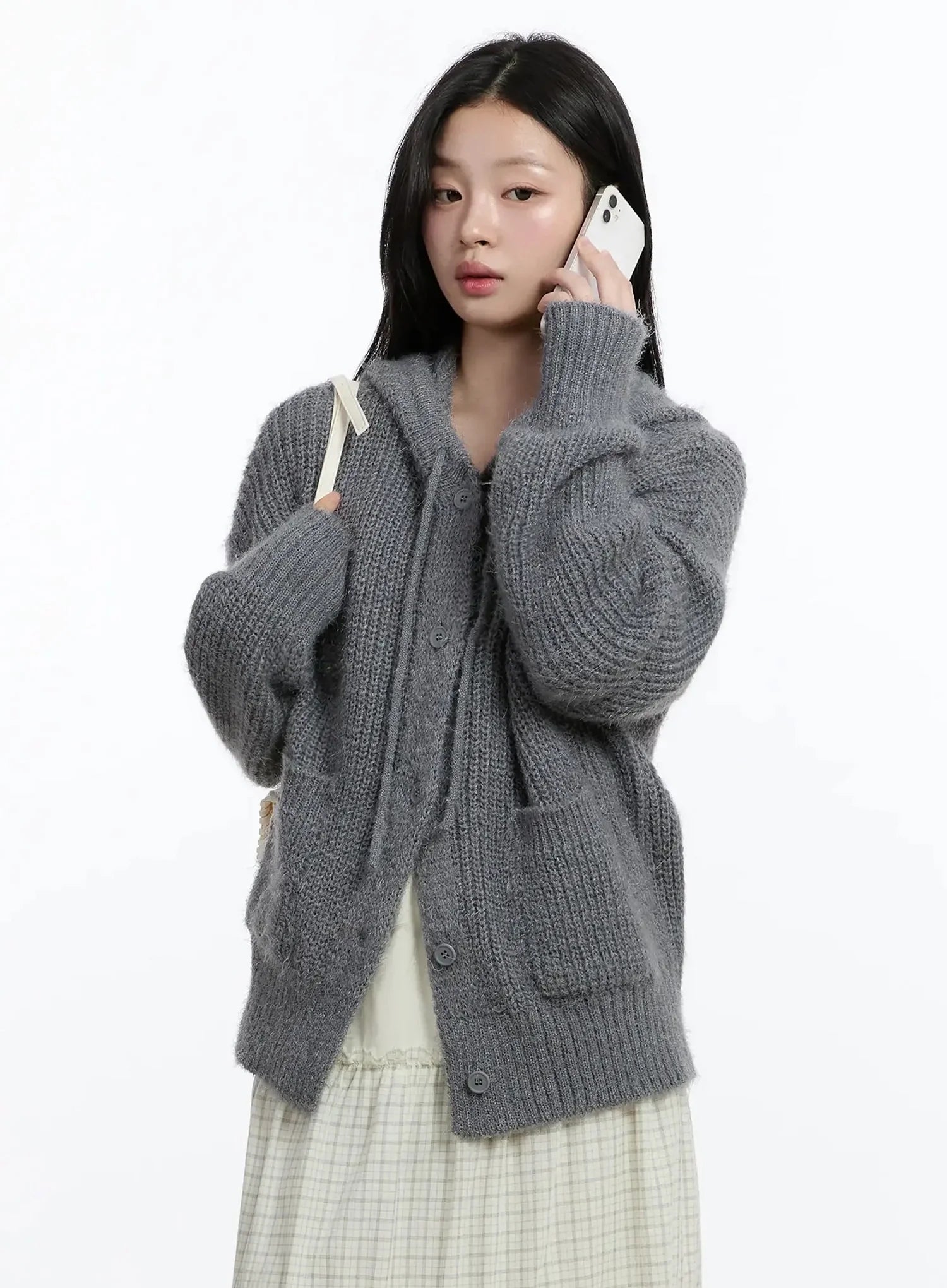 button-up-knit-cardigan-im519 / Gray