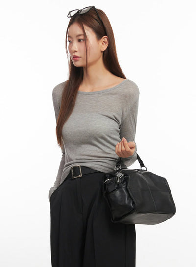 essential-sheer-long-sleeve-top-im524 / Gray