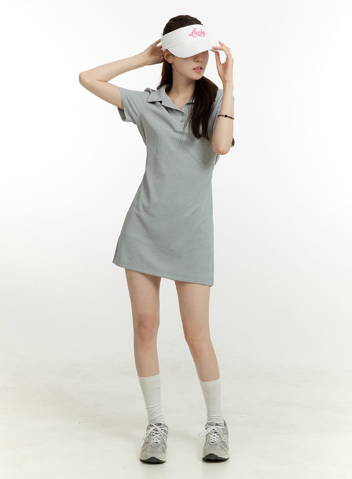 slim-fit-buttoned-mini-dress-ou428 / Gray
