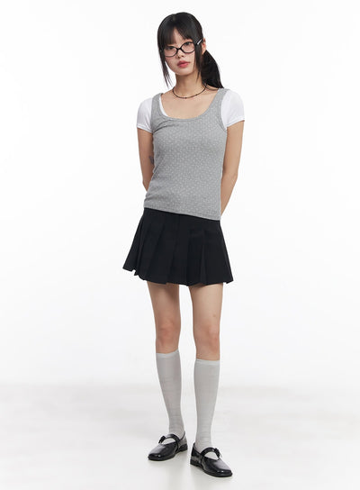 polka-dot-slim-fit-tank-top-cy514 / Gray