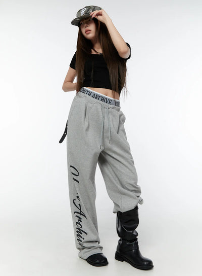 graphic-wide-leg-sweatpants-cy518 / Gray