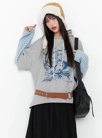oversized-graphic-hoodie-in507 / Gray
