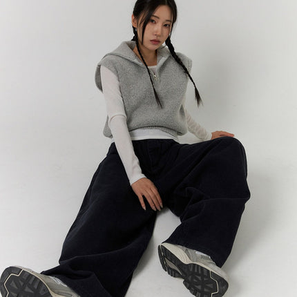 half-zip-sweater-vest-cd312 / Gray