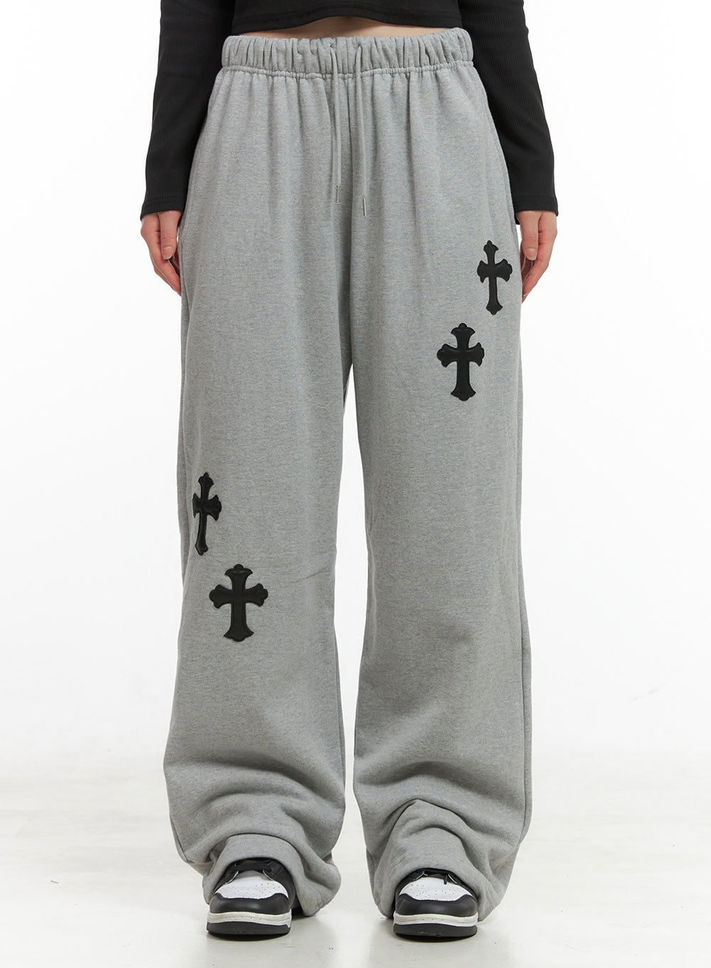 cozy-patchwork-graphic-sweatpants-cg419 / Gray