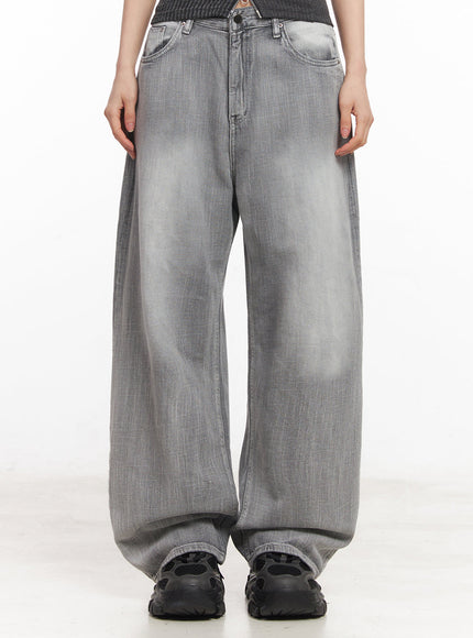 flore-washed-wide-leg-jeans-iy516 / Gray