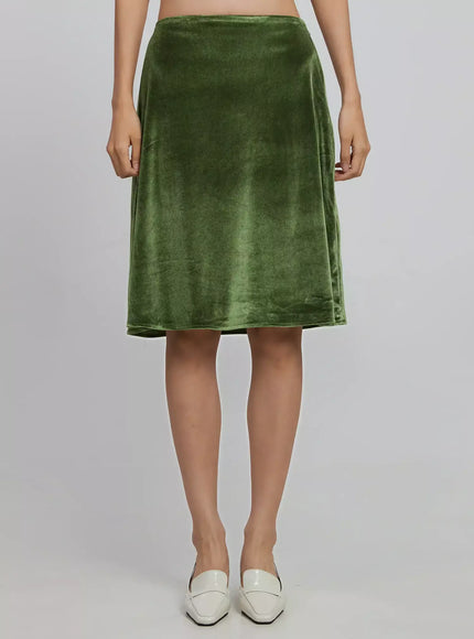 classic-velvet-midi-skirt-id504 / Green