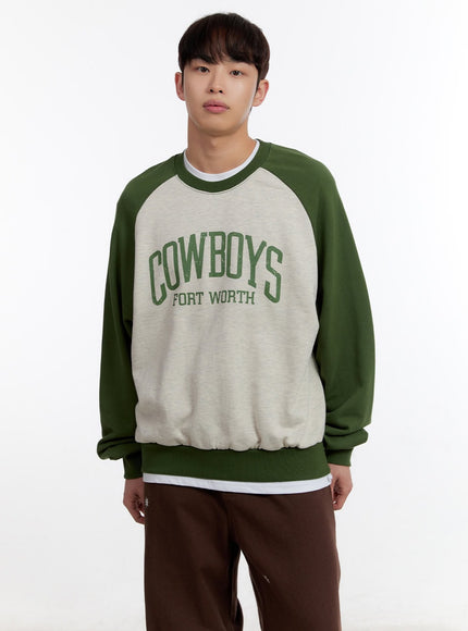 mens-graphic-long-sleeve-raglan-sweatshirt-ia504 / Green