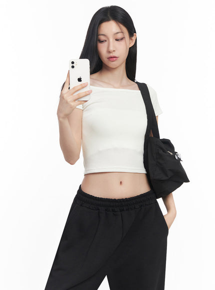 boatneck-cropped-tee-iy516 / White