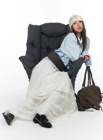 layered-lace-maxi-skirt-ca516 / Light beige