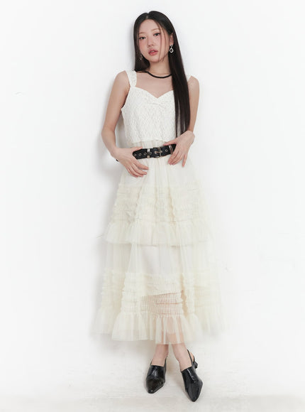 sweetheart-ruffle-lace-maxi-dress-im528 / Light beige