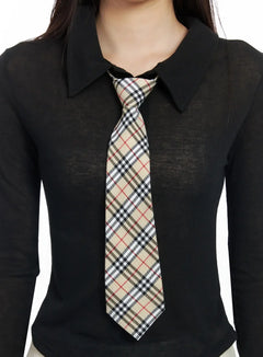 classic-checkered-tie-if505 / Light beige