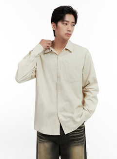 mens-basic-button-down-shirt-in411 / Light beige