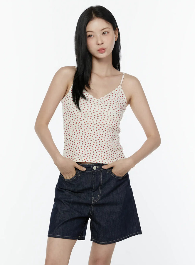 polka-dot-sleeveless-top-iu505 / Light beige