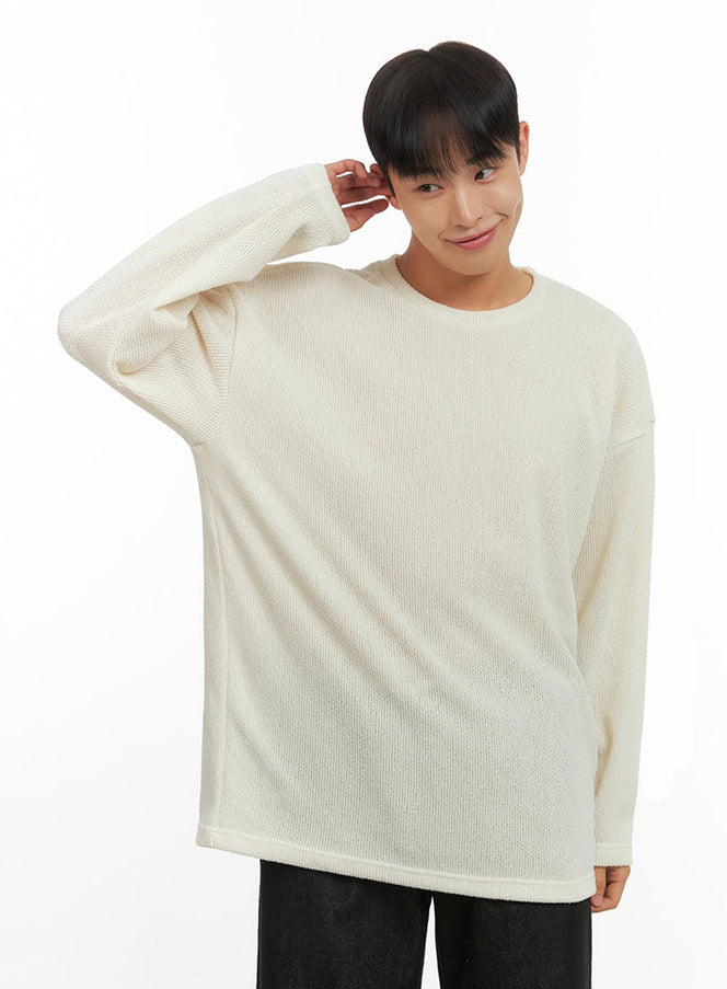 mens-basic-oversized-knit-io420 / Light beige