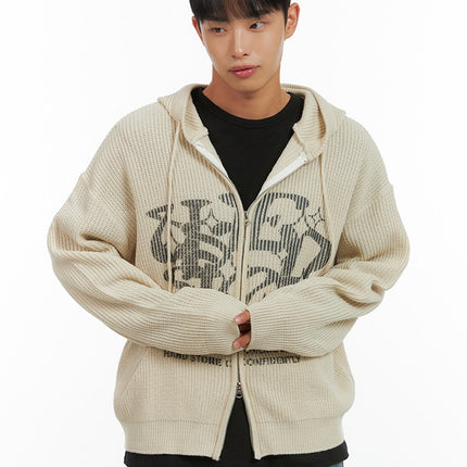mens-street-style-hoodie-knit-is419 / Light beige